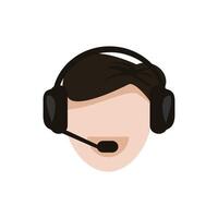 Faceless man with headset and microphone illustration ideal for podcasting, online communication, voice over work, call center customer support, webinar presentations, and radio broadcasting vector