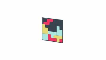 Geometric puzzle solving line 2D object animation. Mind teaser for brain development flat color cartoon 4K , alpha channel. Placing pieces in right slots animated item on white background video