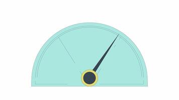 Gauge scale with moving arrow line 2D object animation. Data measuring device flat color cartoon 4K , alpha channel. Meter screen showing high level animated item on white background video