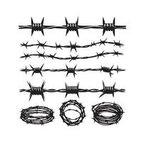 Barber Wire set isolated white background. Razor Wire in trendy minimal geometric style. Brutal prison fence collection. illustration can used web design vector