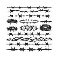 Barber Wire set isolated white background. Razor Wire in trendy minimal geometric style. Brutal prison fence collection. illustration can used web design vector