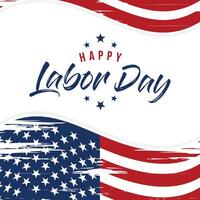 Labor Day greeting card with brush stroke background in United States national flag colors and hand lettering text Happy Labor Day. illustration. vector