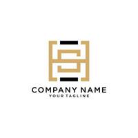 Letter SH, HS monogram square shape. vector