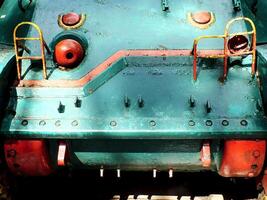 old rusty metal plate machine. Industrial or construction abstract background photo