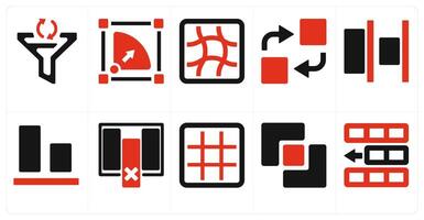 A set of 10 editingtools icons as Symmetrical Scale, symmetry vector