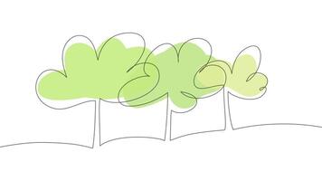 Trees. Animated self drawing of continuous line art on white background. video