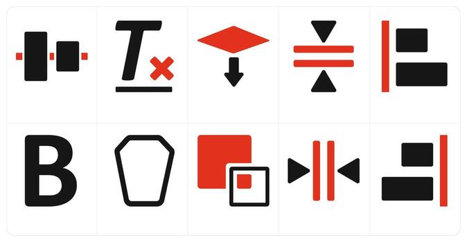 un conjunto de 10 herramientas de edición íconos como simétrico escala, simetría vector
