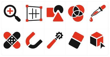 A set of 10 editingtools icons as Symmetrical Scale, symmetry vector