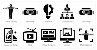 A set of 10 virtualreality icons as motion tracking, vr gaming, innovation vector