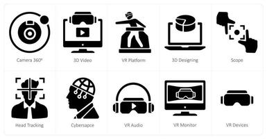 A set of 10 virtualreality icons as camera 360, 3d , vr platform vector