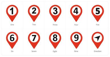 A set of 10 Location Pointer icons as one, two, three vector