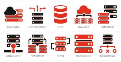 A set of 10 web marketing icons as cloud hosting, server connectivity, server vector