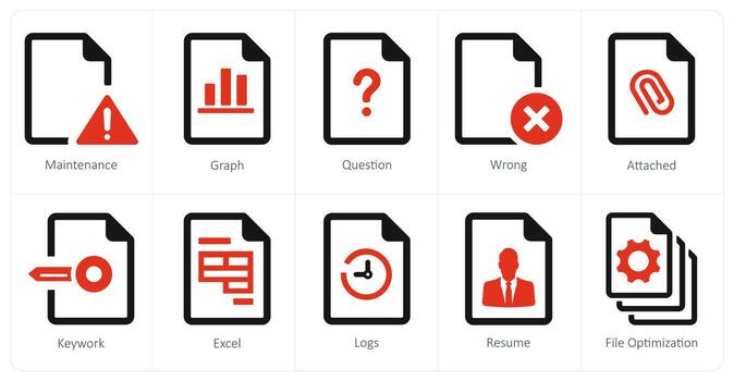 un conjunto de 10 archivo íconos como mantenimiento, grafico, pregunta vector