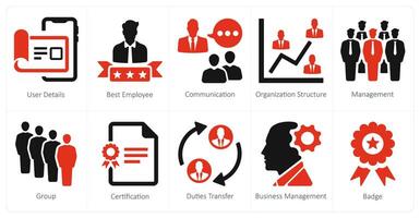 A set of 10 web marketing icons as user details, best employee, communication vector