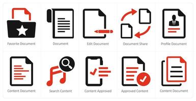 A set of 10 web marketing icons as favorite document, document, edit document vector