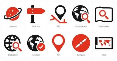 A set of 10 web marketing icons as universe, direction, gps vector