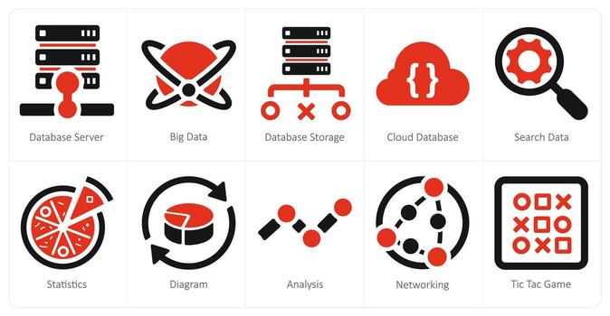 A set of 10 web marketing icons as database server, big data, database storage vector