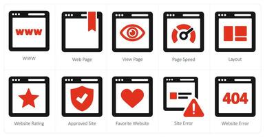 A set of 10 web marketing icons as www, webpage, view page vector