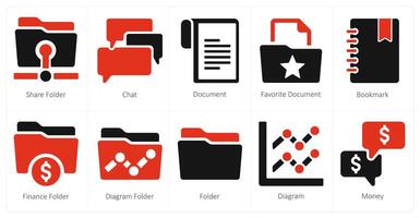 A set of 10 web marketing icons as share folder, chat, document vector