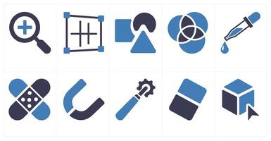 A set of 10 editing tools icons as Symmetrical Scale, symmetry vector