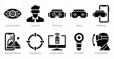 A set of 10 virtualreality icons as cyber eye vision, oculus vr, vr gaming vector