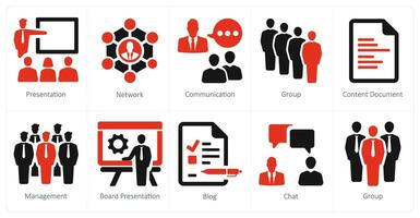 A set of 10 web marketing icons as presentation, network, communication vector