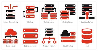 A set of 10 web marketing icons as server connectivity, hosting, hosting server vector