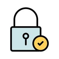 Padlock Protect Icon Secure Protection Design in Flat Line Color Style vector