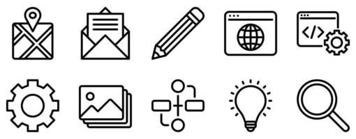 Marketing and Design Icon Set Stylish Line Style Collection for Creative Professionals vector