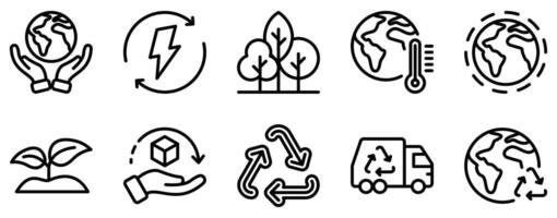 World Environment Day Icon Set Earthy Line Style Collection for Environmental Awareness vector