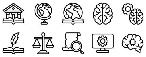 Knowledge Icon Set Insightful Line Style Collection for Intellectual Growth vector
