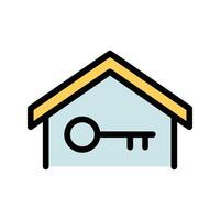 Home Key Icon Secure Design in Flat Line Color Style vector