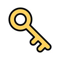 Key Icon Unlocking Design in Flat Line Color Style vector