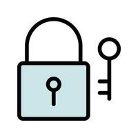 Padlock And Key Icon Secure Access Design in Flat Line Color Style vector