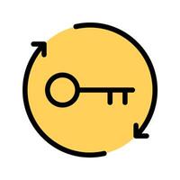 Refresh Key Icon Renewal Design in Flat Line Color Style vector