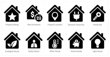 A set of 10 Real Estate icons as property rating, rent increment, property location vector