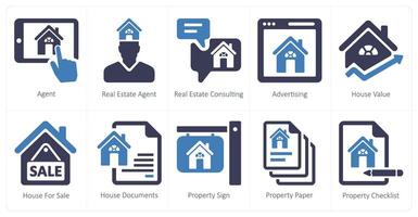 A set of 10 Real Estate icons as agent, real estate agent vector