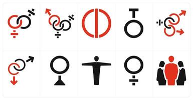 A set of 10 gender icons as Symbol, pride, bisexual vector