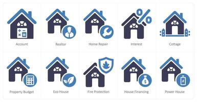 A set of 10 Real Estate icons as account, realtor, home repair vector