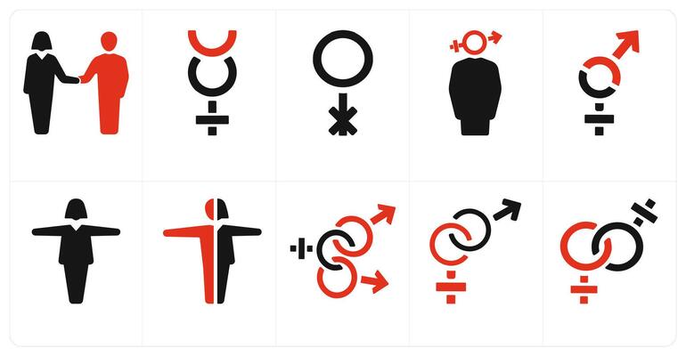 A set of 10 gender icons as Symbol, pride, bisexual