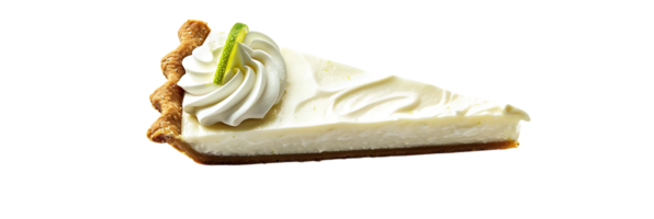 Slice of Key Lime Pie with Whipped Cream and Lime Wedge - Food Photography png