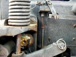 Close up of a part of the internal structure of an engine. Grunge steampunk industrial machine concept design image background photo