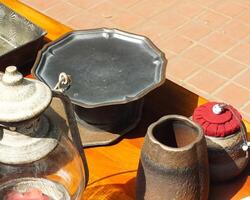 Set of utensils and products for kitchen, restaurant or cafe. selective focus of food and beverage utensil. photo