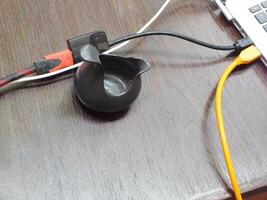 Close up of many of usb hub connected to laptop photo