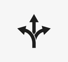 Arrow, three way, direction icon. illustration, flat design vector