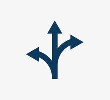 Arrow, three way, direction icon. illustration, flat design vector