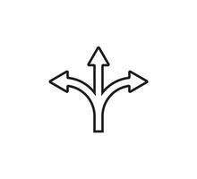 Arrow, three way, direction icon. illustration, flat design vector
