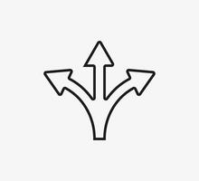 Arrow, three way, direction icon. illustration, flat design vector