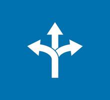 Arrow, three way, direction icon. illustration, flat design vector