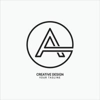 Creative A letter logo with circle shape line art pattern design vector